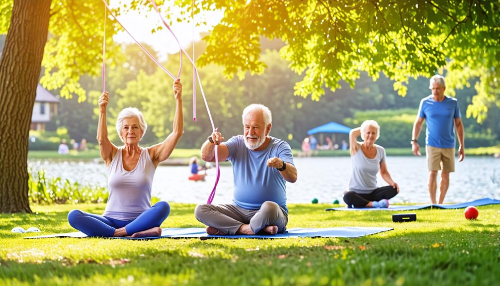 Seniorzy ćwiczący aerobik wodny