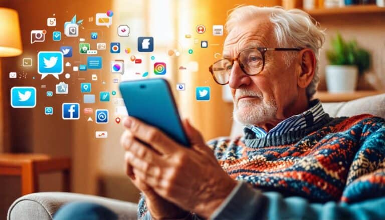 seniors engaging with social media