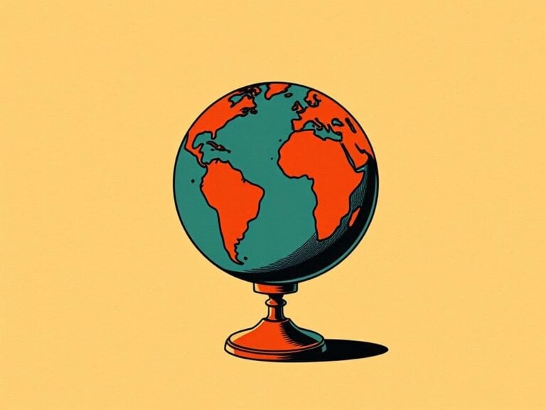 Ziemia na globusie w stylu ilustracji, symbol globalnego zdrowia i energii.